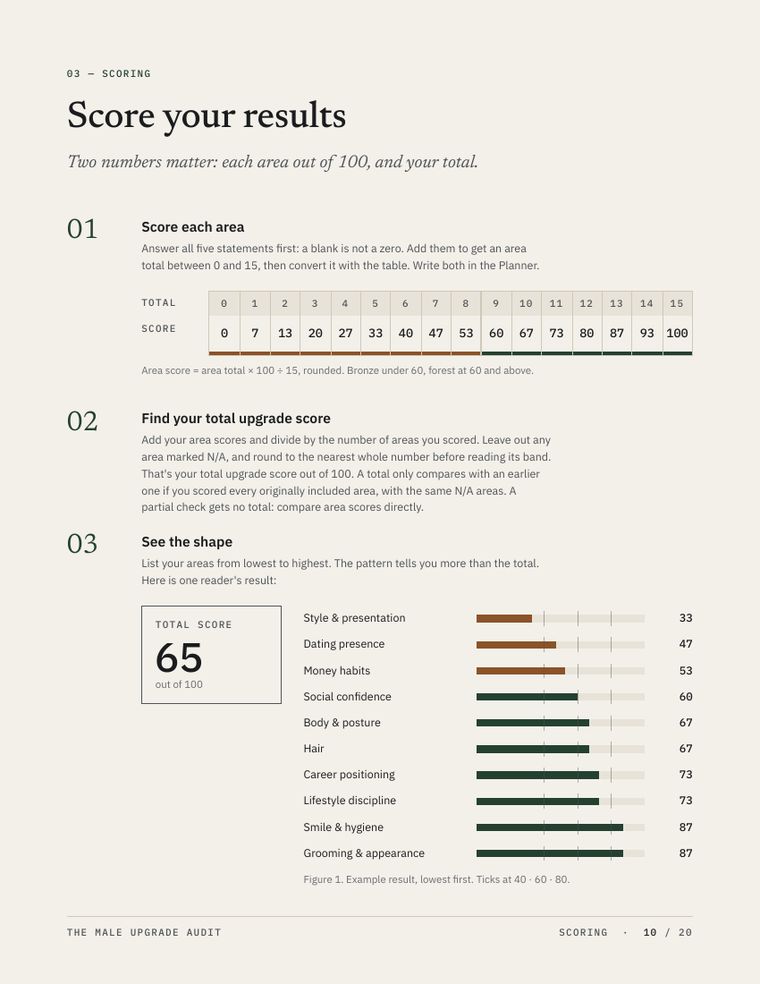 Audit page showing how to score your results